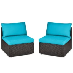Tangkula 2-Piece Outdoor Wicker Rattan Sectional Armless Sofa Chair With Cushions -Tangkula GUEST 00f033de ae5d 4782 9932 cab29e37e488
