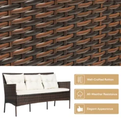 Tangkula 3 PCS Patio Furniture Set Outdoor All Weather Wicker Conversation Set W/Cushioned Ottoman & Side Table -Tangkula GUEST 0227cc86 8d01 4f35 a235 d4fc33b5c375