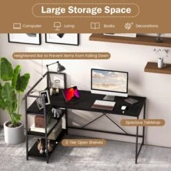 Tangkula 59 Inch L-Shaped Computer Desk Large Reversible Corner Desk W/ Open Storage Shelves Space-Saving Writing Study Table PC Laptop Gaming Desk Black/White + Natural/Black + Walnut -Tangkula GUEST 02a9aae1 c518 412c ba10 b4c57ac8d918