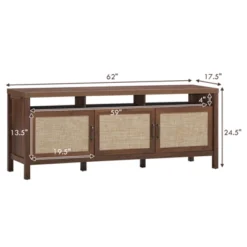 Tangkula Universal TV Stand Cabinet Television Media Console With 3 Rattan Doors Grey Oak Walnut -Tangkula GUEST 02bbcceb 949d 4ed3 adb6 28cc6e5e1821