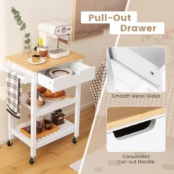 Tangkula 3-Tier Kitchen Island Cart Rolling Service Trolley W/ Bamboo Top Shelves 21 Tangkula 3-Tier Kitchen Island Cart Rolling Service Trolley W/ Bamboo Top Shelves -Tangkula GUEST 0304c941 583f 4a67 90d7 22aa74fc17e2