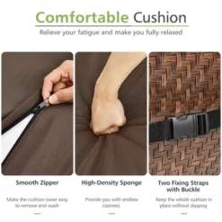 Tangkula 3PCS Rattan Bistro Rocking Chair Set Patio Furniture Set W/ Cushions -Tangkula GUEST 05a73a14 7bca 47ba 8856 5aeec82ecc68