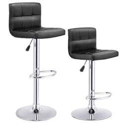 Tangkula Modern Square PU Leather Adjustable Swivel Barstools,Set Of 2 -Tangkula GUEST 06aa5348 9f99 47ce 9844 65edae314cdb