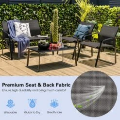 Tangkula 4PCS Patio Conversation Futniture Set W/ Fabric And Anti-Rust Steel Frame -Tangkula GUEST 07206e20 d1f9 4c97 939a f1ae74fa7541