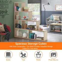 Tangkula 4-Layer Corner Storage Rack Freestanding Display Bookshelf Burlywood/White -Tangkula GUEST 077ac8a9 5a85 4461 b08d e0488a90a517