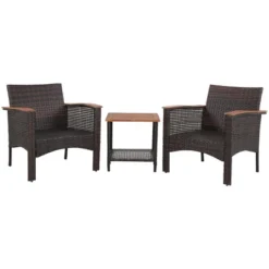 Tangkula 3PCS Patio Conversation Furniture Set PE Rattan Sofa Set W/Wood Top Table 13 Tangkula 3PCS Patio Conversation Furniture Set PE Rattan Sofa Set W/Wood Top Table -Tangkula GUEST 07b7c229 6510 4596 8b40 fa174c1d2061