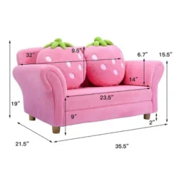 Tangkula Kids Sofa Cute Sofa Strawbwrry Sponge Filler Upholstered Lounge W/ Armrest -Tangkula GUEST 07d3b0e7 1a0c 4f95 80bf 1c6afca7484a