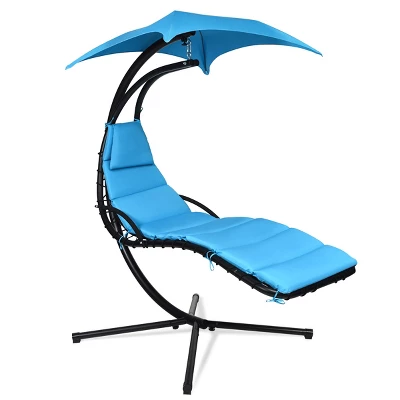 Tangkula Patio Hammock Chair Floating Hanging Chaise Lounge Chair W/ Canopy 4 Tangkula Patio Hammock Chair Floating Hanging Chaise Lounge Chair W/ Canopy - Image 2