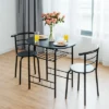 Tangkula 3 PCS Kitchen Dining Set Compact Bistro Pub 2 Chairs & Table -Tangkula GUEST 08e3f419 5e37 4ffd 8d2b 71d3472d7d36