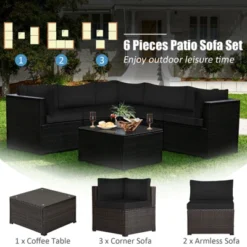 Tangkula 6 PCS Patio Rattan Furniture Set Outdoor Wicker Conversation Sofa Set W/Tempered Glass Coffee Table -Tangkula GUEST 091a504b b6f2 48f7 97d2 04105d9ce069