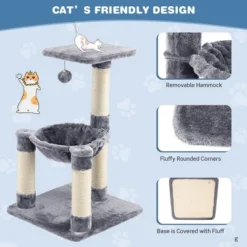Tangkula Cat Tree Multi-Level Cat Tower W/ Scratching Posts & Cat Hammock Grey -Tangkula GUEST 0a0fddff bb96 4643 93da 9c2ddc4057bc