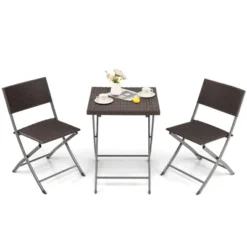 Tangkula 3PCS Patio Bistro Set Folding Wicker Chairs & Table Outdoor Patio Furniture Set -Tangkula GUEST 0a6f4a93 ba25 42a4 aebb 18919e500b1b