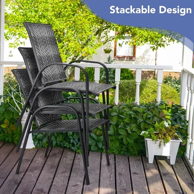 Tangkula 12PCS Outdoor PE Wicker Stacking Dining Chairs Patio Arm Chairs 6 Tangkula 12PCS Outdoor PE Wicker Stacking Dining Chairs Patio Arm Chairs - Image 4