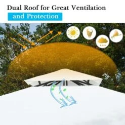 Tangkula 2 Tier 10'x10'Patio Steel Gazebo Outdoor Canopy Tent Steel Frame Shelter Awning W/Side Walls For Patio Yard Garden -Tangkula GUEST 0aac3152 c01c 4b52 84b6 8dca7ad8c7c3