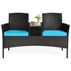 Tangkula Outdoor Patio Rattan Wicker Conversation Set Loveseat Sofa With Coffee Table -Tangkula GUEST 0ad8938e bbf2 4c17 b018 1bd2d5312a73
