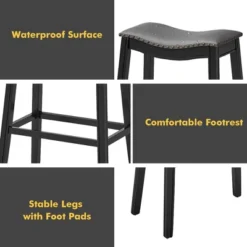 Tangkula Set Of 4 Saddle Bar Stools Bar Height Kitchen Chairs W/ Rubber Wood Legs 20 Tangkula Set Of 4 Saddle Bar Stools Bar Height Kitchen Chairs W/ Rubber Wood Legs -Tangkula GUEST 0afc5c58 3e26 4c38 b18f 1f87cbbd160d