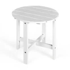 Tangkula 18’’ Outdoor Round Side Table Wooden Coffee Table Suitable For Garden Patio Balcony White/Gray/Black -Tangkula GUEST 0b3ed7fe fa9c 4559 a7b5 48907c88cd11