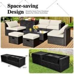 Tangkula 8PCS Patio Conversation Set Sectional Sofa Set, All-Weather PE Rattan, Tempered Glass Table & Washable Cushion Covers -Tangkula GUEST 0b81fb24 9f67 462c a73d 8c055ef483fa