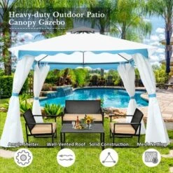 Tangkula 2 Tier 10'x10'Patio Steel Gazebo Outdoor Canopy Tent Steel Frame Shelter Awning W/Side Walls For Patio Yard Garden -Tangkula GUEST 0c3f140b 37fe 4415 aa8f 86a10f60cf80