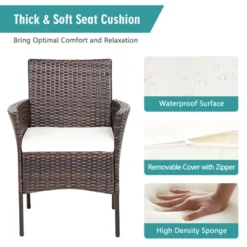 Tangkula Outdoor 4 PCS Rattan Dining Chair Patio Cushioned Arm Chair W/Zipper Brown 19 Tangkula Outdoor 4 PCS Rattan Dining Chair Patio Cushioned Arm Chair W/Zipper Brown -Tangkula GUEST 0c794439 d6e8 4c27 ba1f d402e721dff8