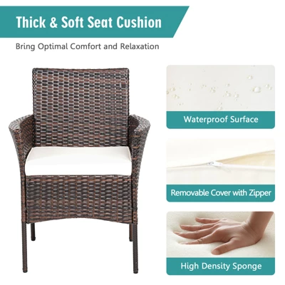 Tangkula Outdoor 4 PCS Rattan Dining Chair Patio Cushioned Arm Chair W/Zipper Brown 11 Tangkula Outdoor 4 PCS Rattan Dining Chair Patio Cushioned Arm Chair W/Zipper Brown - Image 9