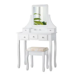 Tangkula Rotatable Mirror Vanity Set Makeup Dressing Table And Stool W/ 5 Drawers 17 Tangkula Rotatable Mirror Vanity Set Makeup Dressing Table And Stool W/ 5 Drawers -Tangkula GUEST 0cd2a765 4768 4b73 be98 827f6be9a830
