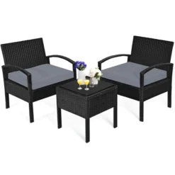 Tangkula 3 Pieces Patio Set Outdoor Wicker Rattan Furniture W/ Cushions Gray 11 Tangkula 3 Pieces Patio Set Outdoor Wicker Rattan Furniture W/ Cushions Gray -Tangkula GUEST 0d06f4a3 8383 48aa b912 8757fc70a354