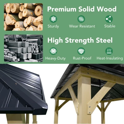 Tangkula 10' X 10' Patio Pavilion Outdoor Hardtop Gazebo W/ Extra Metal Stakes & J-Shaped Hook 7 Tangkula 10' X 10' Patio Pavilion Outdoor Hardtop Gazebo W/ Extra Metal Stakes & J-Shaped Hook - Image 5