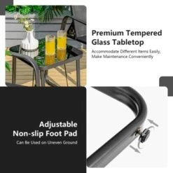 Tangkula 3PCS Patio Adjustable Back Stackable Chairs Side Table Set Bistro Set Classic Furniture Chair Set For Garden Black/Brown/Grey -Tangkula GUEST 0daa3d4e ecb8 4abb adc5 b4714cdb04ed