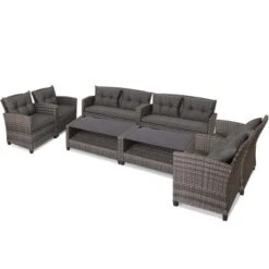 Tangkula 4-Piece Outdoor Patio Furniture Set Rattan Wicker Conversation Sofa Set With Coffee Table -Tangkula GUEST 0dd8e102 e00a 40bb 9091 ecdd33ee0a8b
