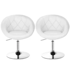 Tangkula Set Of 2 Modern Swivel Bar Stools Height Adjustable Round Tufted Back Accent Chair Black/White -Tangkula GUEST 0df44a74 9fca 4ad6 b32e 4fabdc0f90e8