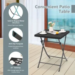 Tangkula 3PCS Patio Bistro Set Folding Wicker Chairs & Table Outdoor Patio Furniture Set -Tangkula GUEST 0e74866a d2e9 4160 8184 2b952df72631