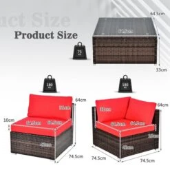 Tangkula 6PCS Wicker Patio Sectional Conversation Furniture Set With Coffee Table & Seat Cushions Red -Tangkula GUEST 0ed7aa57 3dff 42d6 a29e ced4109447a8