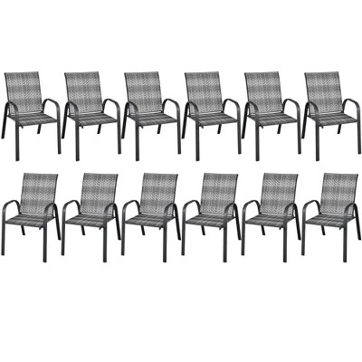 Tangkula 12PCS Outdoor PE Wicker Stacking Dining Chairs Patio Arm Chairs 11 Tangkula 12PCS Outdoor PE Wicker Stacking Dining Chairs Patio Arm Chairs - Image 9