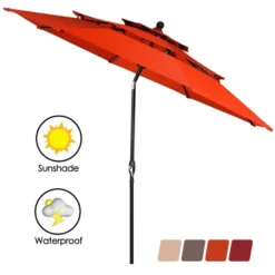 Tangkula Outdoor Auto-tilt Patio Market Umbrella W/ Double Vented -Tangkula GUEST 0f9546b3 a8b2 49dd 9e77 2233ee090edf