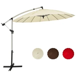 Tangkula 10 FT Patio Offset Hanging Market Umbrella Cantilever Outdoor Umbrella W/Crank & Cross Base -Tangkula GUEST 0fe99c8d cb24 4900 9097 1d60c330becf