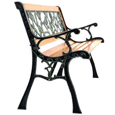 Tangkula Garden Iron Bench Porch Path Hardwood Chair For Patio Park Outdoor Deck 3 Tangkula Garden Iron Bench Porch Path Hardwood Chair For Patio Park Outdoor Deck