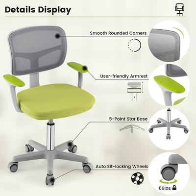 Tangkula Kids Desk Chair Adjustable Height Children Study Chair W/Auto Brake Casters Blue / Pink 8 Tangkula Kids Desk Chair Adjustable Height Children Study Chair W/Auto Brake Casters Blue / Pink - Image 6