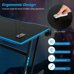 Tangkula Z-Shaped Ergonomic Gaming Desk With Headphone Hook Computer&Office Desk Blue/Red -Tangkula GUEST 11114bfc 9391 4970 b7b4 7714faecda9f