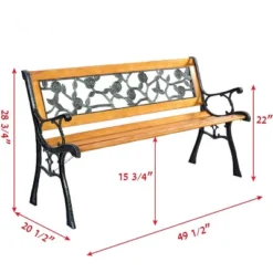 Tangkula Garden Iron Bench Porch Path Hardwood Chair For Patio Park Outdoor Deck 19 Tangkula Garden Iron Bench Porch Path Hardwood Chair For Patio Park Outdoor Deck -Tangkula GUEST 11cf3082 e40a 4a8c 885f 6f10e1ceee67