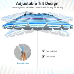 Tangkula 8 FT Patio Beach Umbrella Sun Shelter W/Sand Anchor & Tilt Air Vent For Garden Beach Backyard -Tangkula GUEST 12174659 6fd0 409e 8077 495ad73b53c7