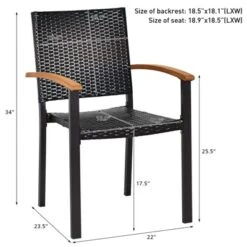 Tangkula Patio Rattan Dining Armchair 2 Set Of Wicker Chair W/Steel Frame Acacia Armrests Indoor & Outdoor -Tangkula GUEST 1235f8ea 88f6 4937 ab99 2e2767e09a0f