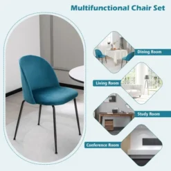 Tangkula Dining Chair Set Of 2 Upholstered Velvet Chair Set W/ Metal Base For Living Room -Tangkula GUEST 124f79b5 04d0 477d ae7e 4b5f1ecda709