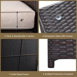 Tangkula 5PCS Outdoor Patio Furniture Set With 50,000 BTU Propane Fire Pit Table Patio Conversation Set W/ Cushions, Storage Box, Coffee Table Beige -Tangkula GUEST 1264a1a4 fa43 4707 a829 e74012348e90