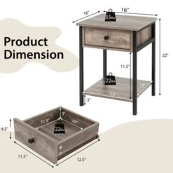 Tangkula Industrial End Side Table Nightstand With Drawer Shelf Rustic Grey Oak 17 Tangkula Industrial End Side Table Nightstand With Drawer Shelf Rustic Grey Oak -Tangkula GUEST 12b1da88 b9f9 40bd b8b8 5fdcf629e53d