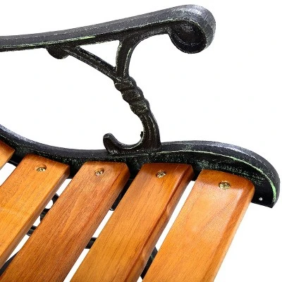 Tangkula Garden Iron Bench Porch Path Hardwood Chair For Patio Park Outdoor Deck 8 Tangkula Garden Iron Bench Porch Path Hardwood Chair For Patio Park Outdoor Deck - Image 6