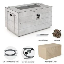 Tangkula 43" Rectangular Concrete Propane Fire Pit Table W/ Lava Rocks Cover 50,000 BTU -Tangkula GUEST 13ce979c 465e 4678 816b 69e85db45d65