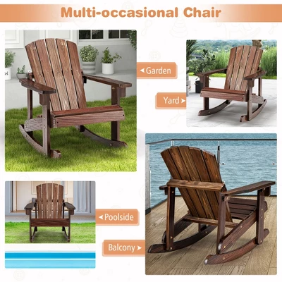 Tangkula 4PCS Kid Adirondack Rocking Chair Outdoor Solid Wood Slatted Seat Backrest 7 Tangkula 4PCS Kid Adirondack Rocking Chair Outdoor Solid Wood Slatted Seat Backrest - Image 5