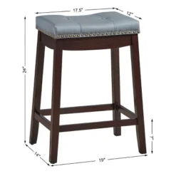 Tangkula 4 PCS Saddle Bar Stools Backless Nailhead Counter Stool With Grey Cushions White/Coffee -Tangkula GUEST 14f47c82 feeb 4fe4 b29a a387976fc86c