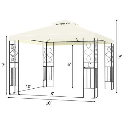 Tangkula 2-Tiers 10'x10'Outdoor Canopy Gazebo Art Steel Frame Party Patio Large Canopy Gazebo W/Netting 5 Tangkula 2-Tiers 10'x10'Outdoor Canopy Gazebo Art Steel Frame Party Patio Large Canopy Gazebo W/Netting - Image 3